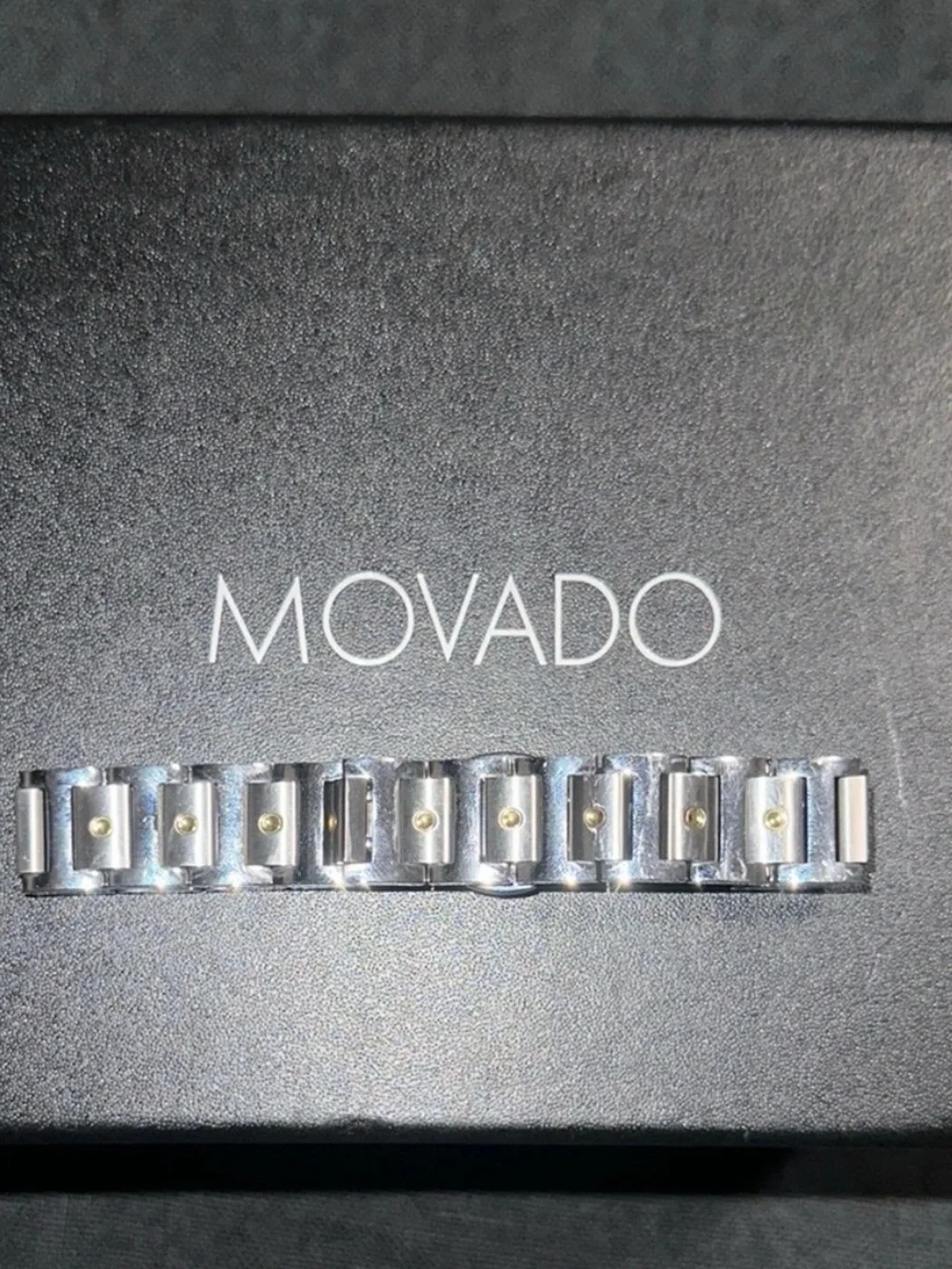 Silver Movado Men’s Bracelet with gold accents